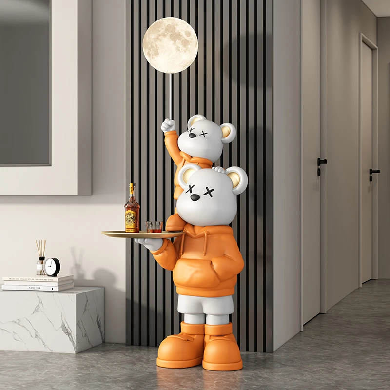 現代美術、家の装飾、ウェルカムスタチュー、樹脂製のクマの置物 - Resin Art Floor のレビューと価格